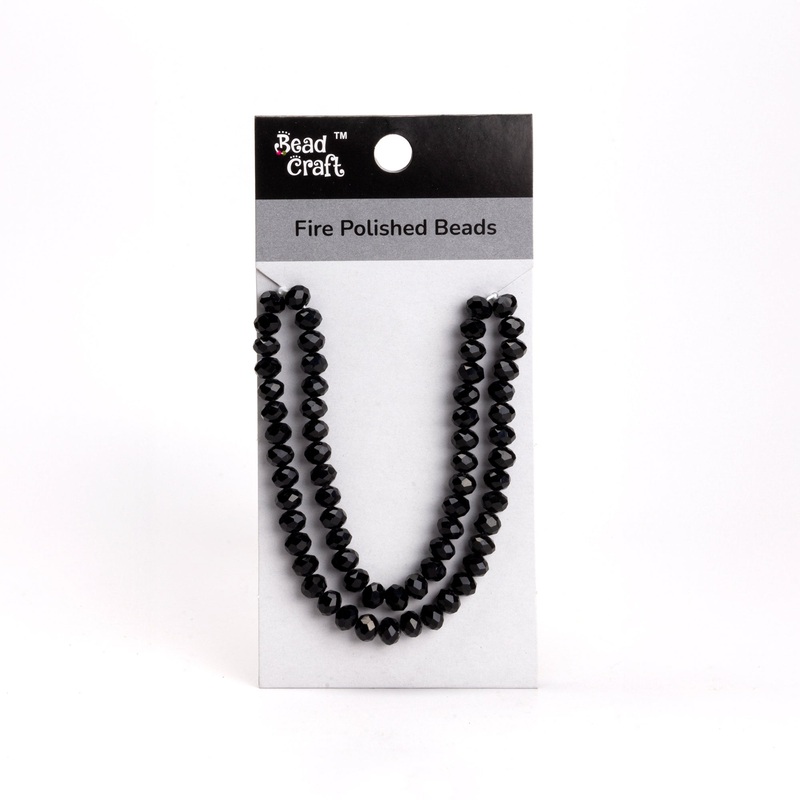 Fire Polished Beads Opaque Ebony 8mm 1 String