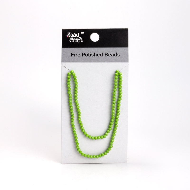 Fire Polished Beads Opaque Lime Green 4mm 1 String