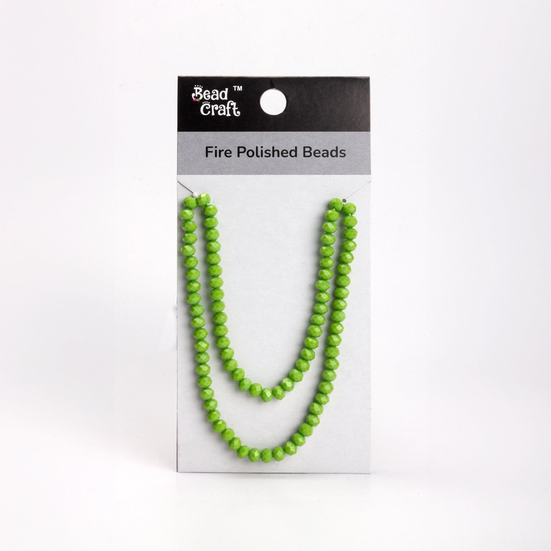 Fire Polished Beads Opaque Lime Green 6mm 1 String