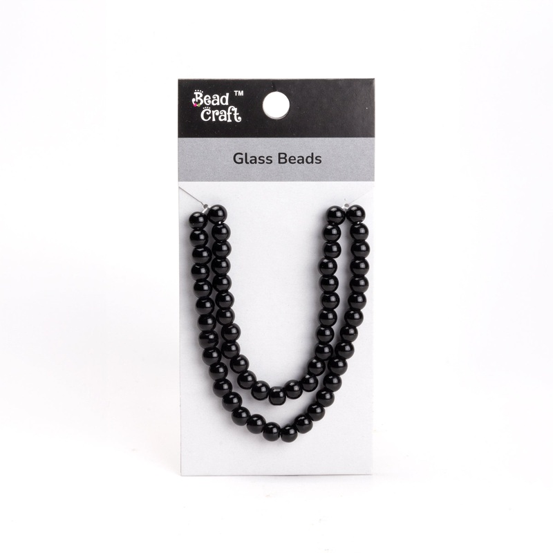 Glass Beads Ebony Black 1 String