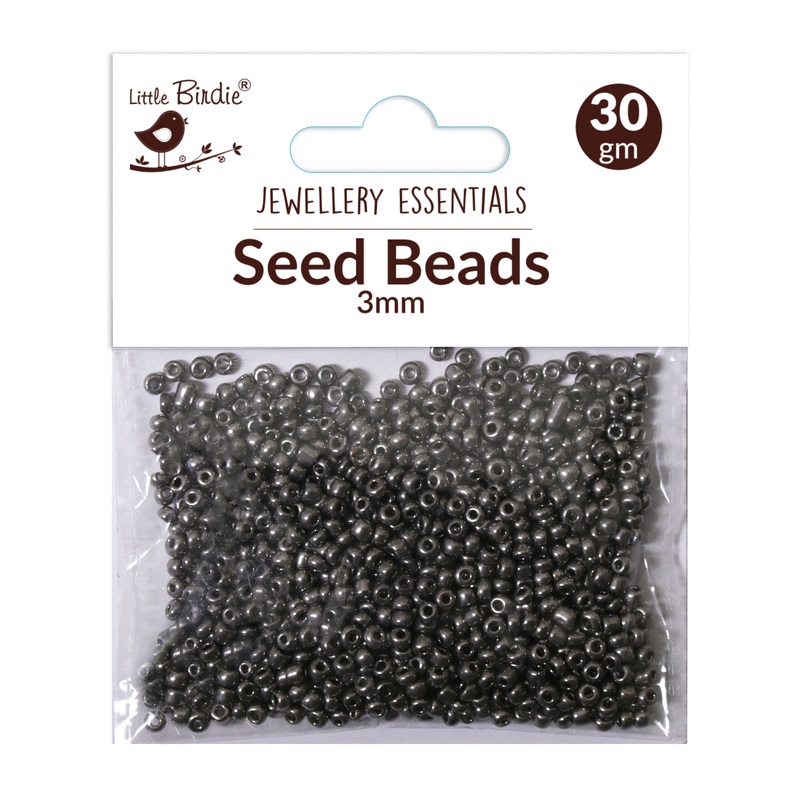 Seed Beads Grey 3Mm 30Gm