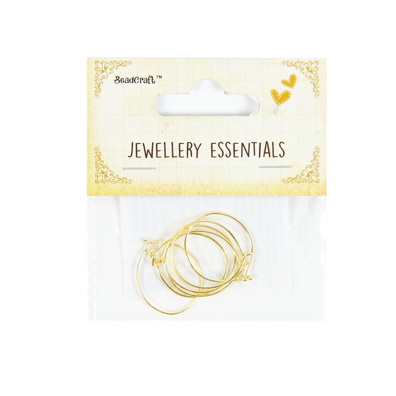Findings Ear Hoops Round 2Cm Dia Gold 6Pcs