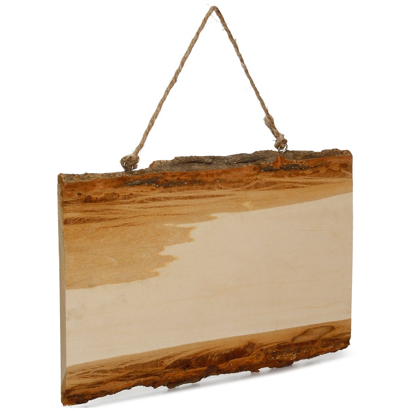 Wooden Natural Bark Rectangle W/Rope Approx L12 X W36Cm 1Pc Ib