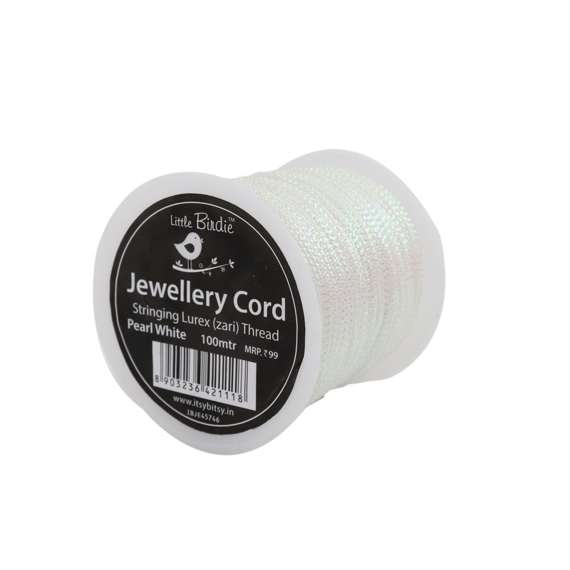 Stringing Zari Thread Pearl White 100Mtrs 1Roll Ib