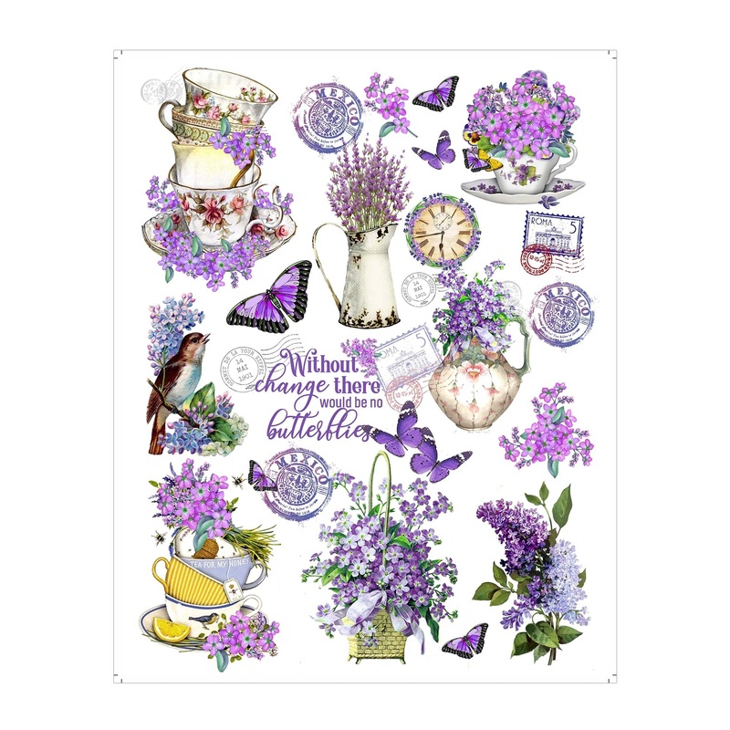 Deco Transfer Sheet Lavender Blossoms 10Inch X 7.5Inch 1Pc Lb
