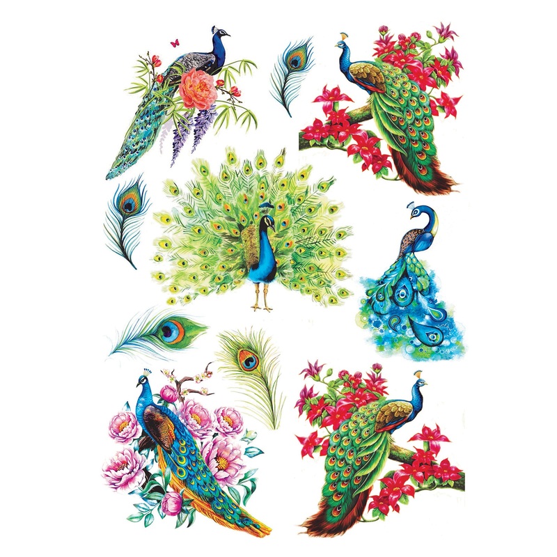 Deco Transfer Sheet Regal Peacocks 10Inch X 7.5Inch 1Sheet Pbci Lb