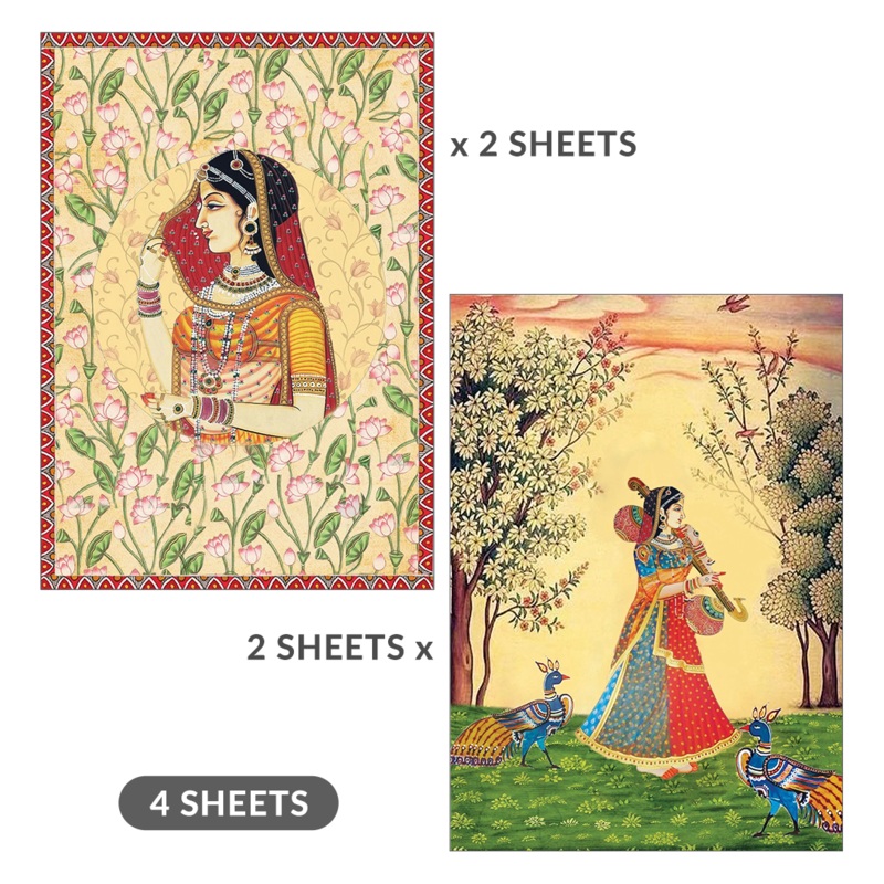 Decoupage Paper Ethnic Charm A4 70Gsm 2 Designs 4Sheets