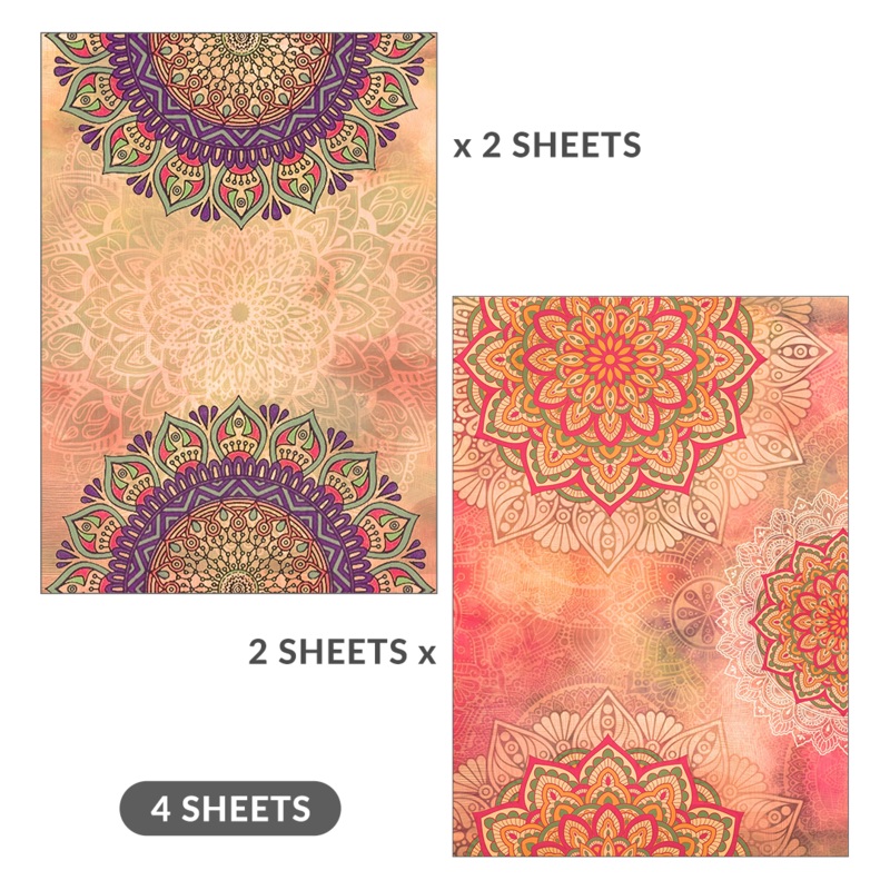 Decoupage Paper Floral Mandala A4 70Gsm 2 Designs 4Sheets