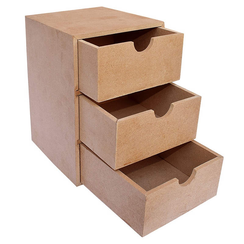 Mdf Chest Of Drawer 3 Compartments W5.5 X H8.5 X D6.3Inch 5.5Mm Thick 1Pc Lb