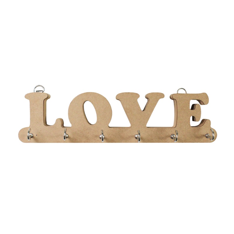 Mdf Key Holder Love W11.2 X H2.8 X D0.7Inch 1Pc Lb