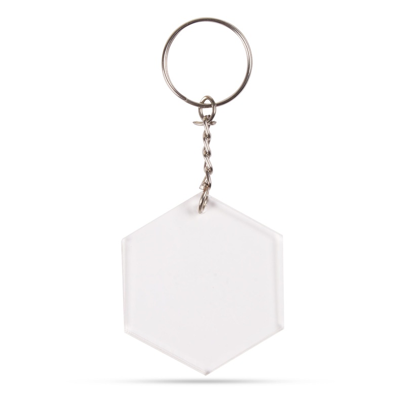 Acrylic Key Chain Hexagon L 5.8Cm X W 5Cm 3.7Mm Thick 4 Pc