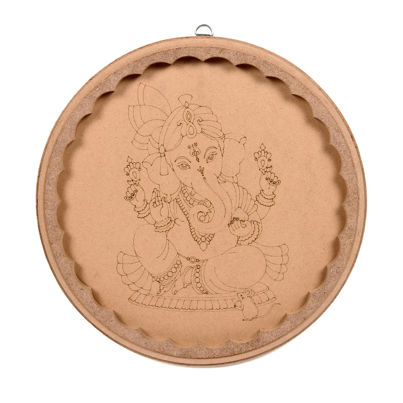 Mdf Pre Marked Charming Ganesha With D Ring Hanging Hook 8Inch Dia 1Pc Lb