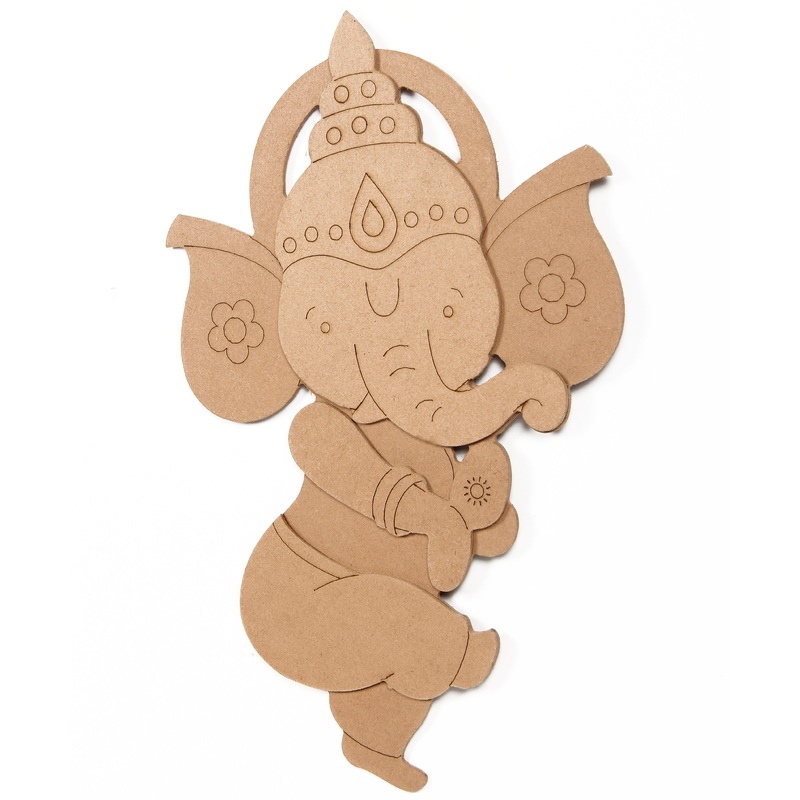 Mdf Pre Marked Dancing Ganesha with Hanging Sawtooth – Hook Approx 12 X 8Inch – 1Pc
