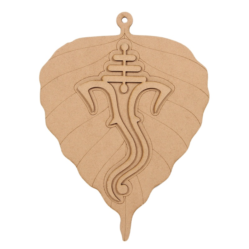 Mdf Pre Marked Ganesha On Leaf With Hanging Hole Approx 6 X 8Inch 1Pc Lb