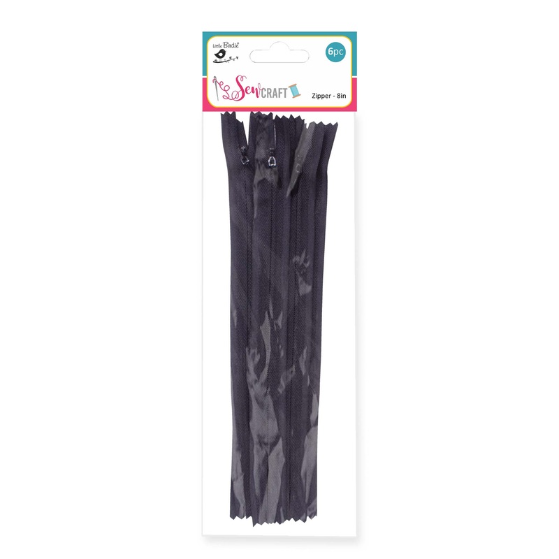 Zipper Black 8 Inch 6Pc Pbhc Jy
