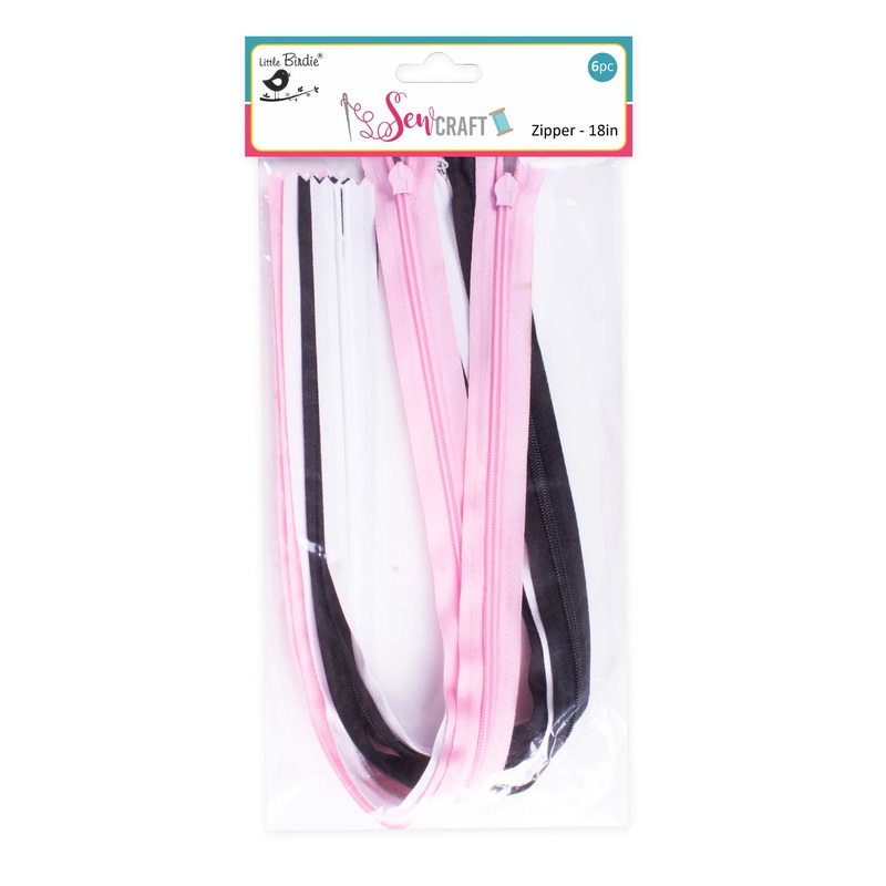 Zipper Black Pink White Each 2Pc 18 Inch 6Pc Pbhc Jy