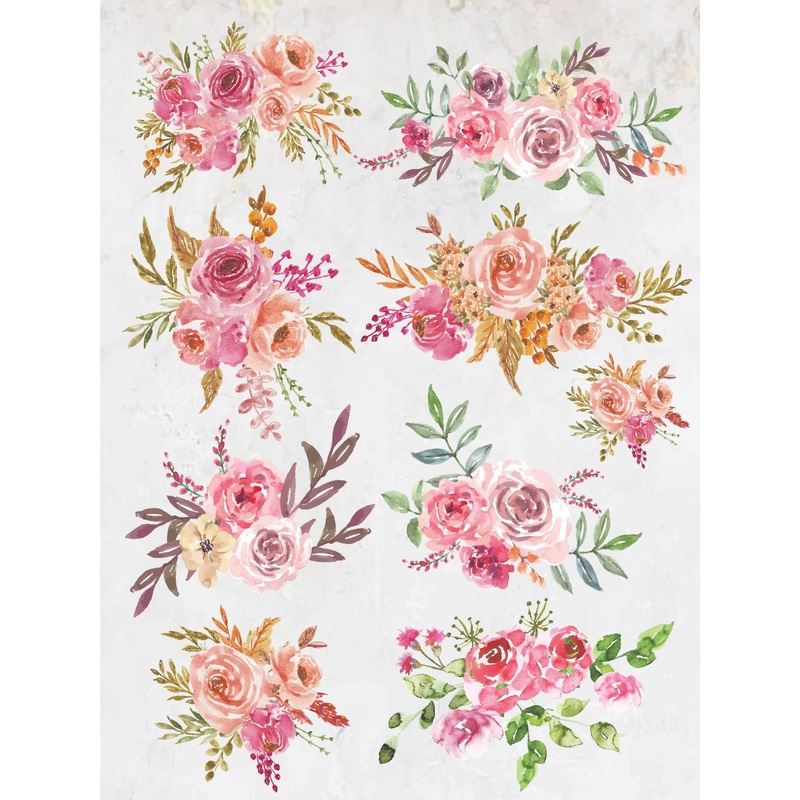 Deco Transfer Sheet Rose Bouquet 10inch X 7.5inch 1pc
