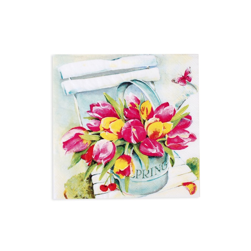 Decoupage Napkin Tulip Vase 13 X 13Inch 3Ply 1Pc Pb Ib