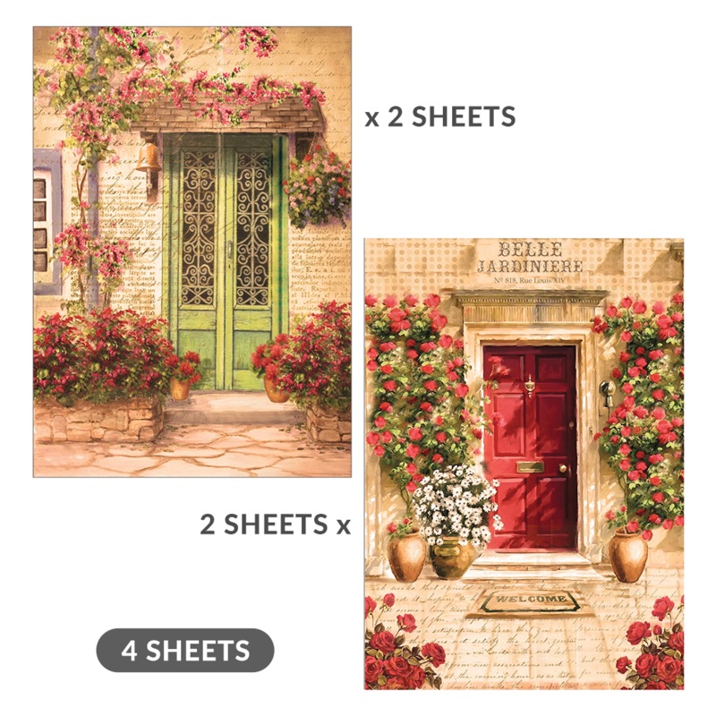 Decoupage Paper Trendy Doors A4 70Gsm 2 Designs 4Sheets