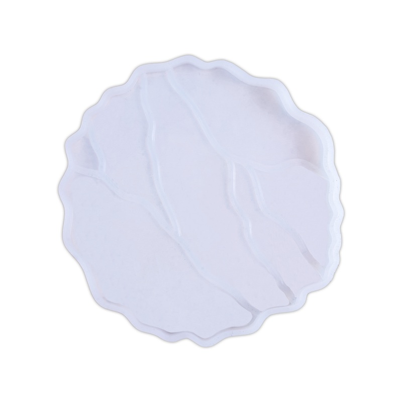 Silicone Coaster Mould – Round Cracked Pattern – 4.75 Inch D-7.87mm