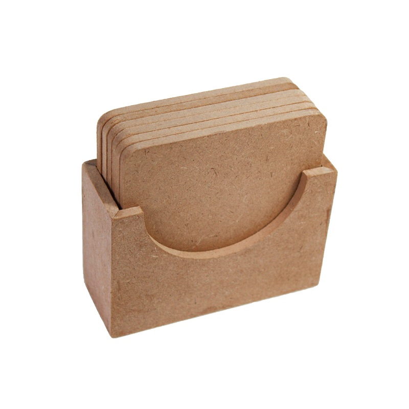 Mdf Coaster Set Of 6 With Stand W4.5 X H4.2 X D1.7Inch 5.5Mm Thick 1Pc