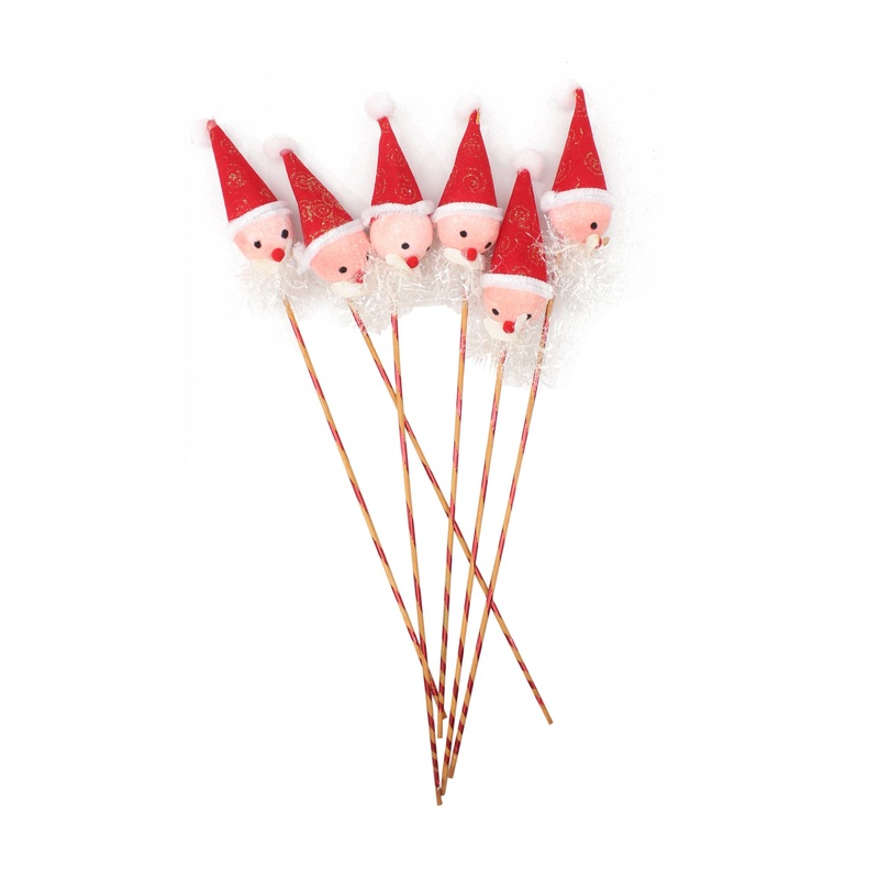 X-Mas Santa On Stick 6Pcs
