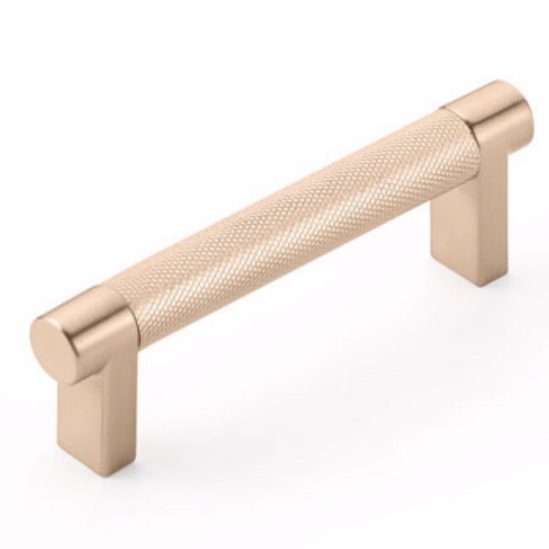 Emtek Select Cabinet Pull 3 1/2 Centers Rectangular Stem, Knurled Bar