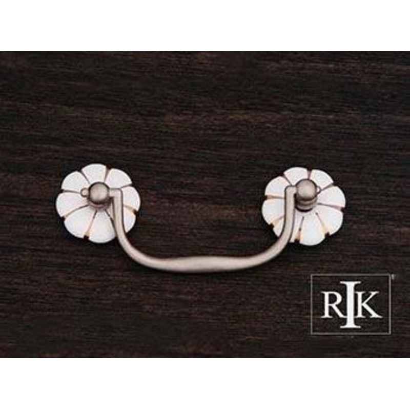 Porcelain Gold Line Flower Ends Bail Pull 3 – Pewter