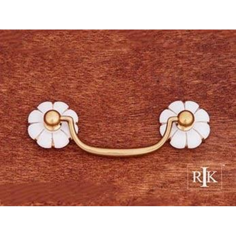 Porcelain Gold Line Flower Ends Bail Pull 3 – Polished Brass