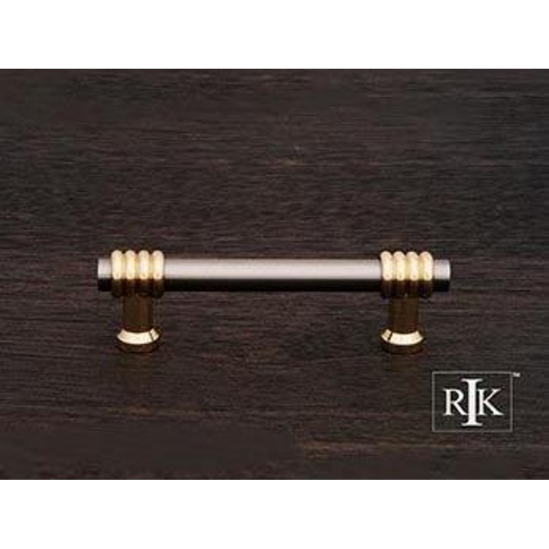 Two Tone Swirl Pull 3 1/2 – Pewter & Brass