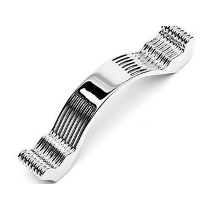Wavy Contoured Pull with Lines 3 1/2 – Polished Nickel
