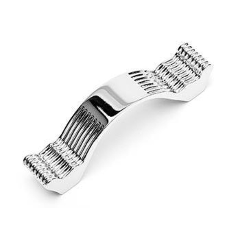 Wavy Contoured Pull with Lines 3 – Polished Nickel