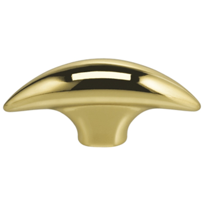 1-7/8 Length Omnia Modern Tapered Bow Cabinet Knob Polished & Lacquered Brass