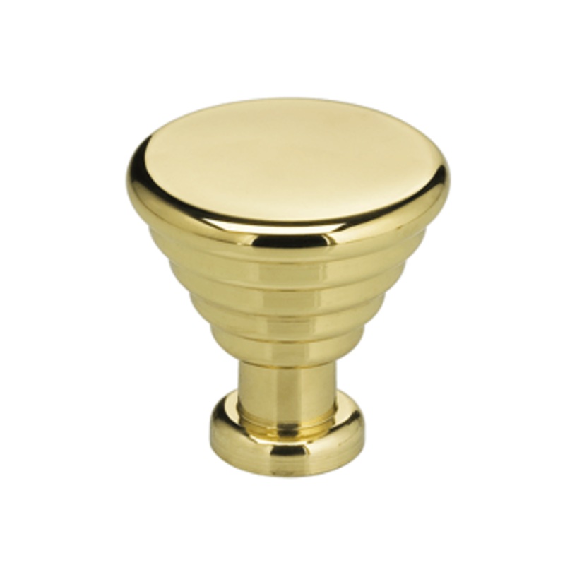 1 Diameter Omnia Banded Deco Cabinet Knob Polished & Lacquered Brass
