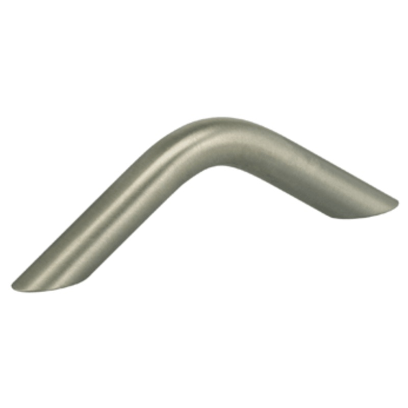 2-9/16 Center-to-Center Omnia Steel Ribbed Angle Cabinet Pull Satin Stainless Steel