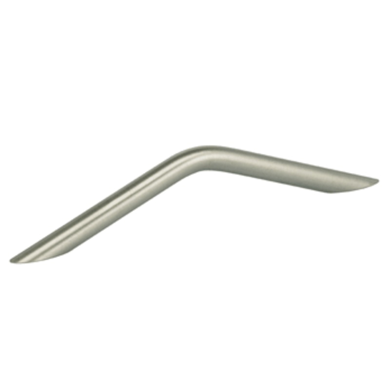 5 Center-to-Center Omnia Steel Ribbed Angle Cabinet Pull Satin Stainless Steel