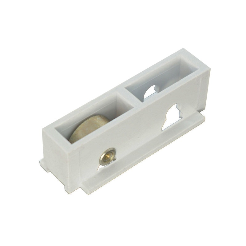 WRS 1-3/4 Sliding Window Roller & Housing – White Nylon, Brass-Coated Metal HZ886041039050