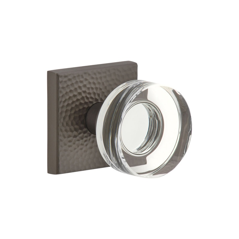 Quadrato Hammered Rosette with Circolo Crystal Knob in Titanium Gray