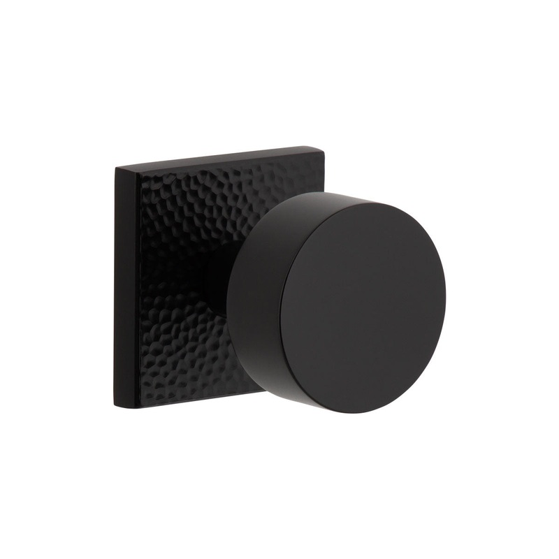 Quadrato Hammered Rosette with Circolo Knob in Satin Black