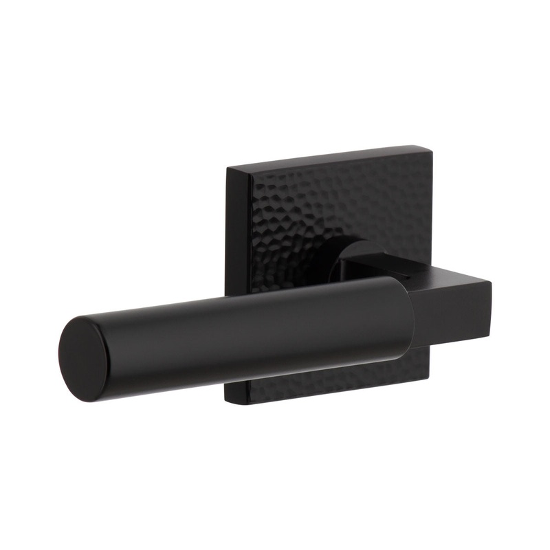 Quadrato Hammered Rosette with Contempo Lever in Satin Black