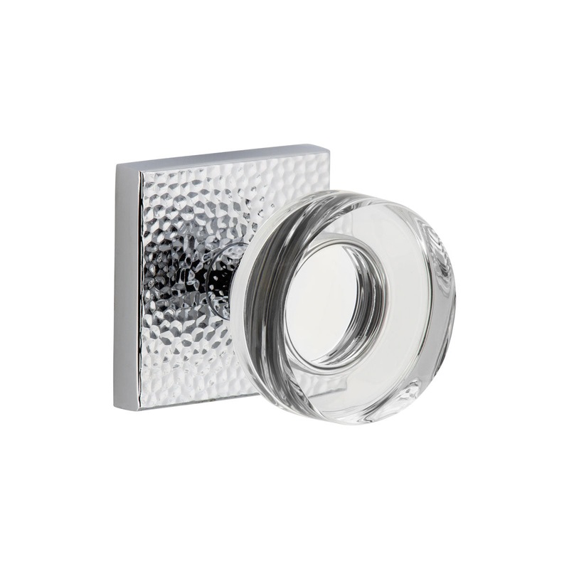 Quadrato Hammered Rosette with Circolo Crystal Knob in Bright Chrome