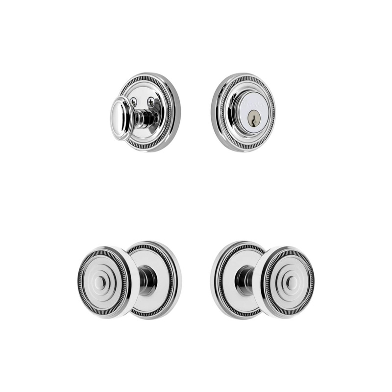 Soleil Rosette Entry Set with Soleil Knob in Bright Chrome