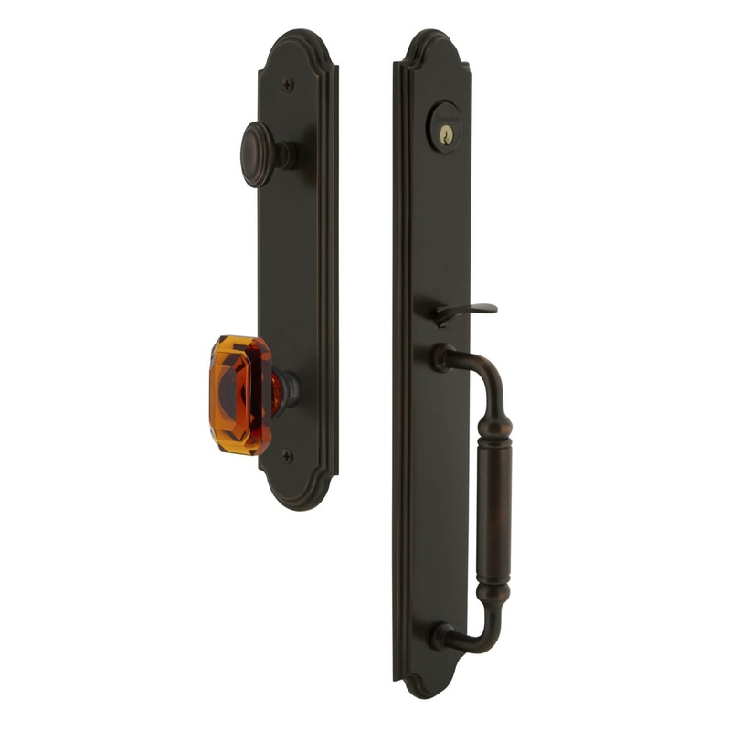 Arc One-Piece Handleset with C Grip and Baguette Amber Knob in Timeless Bronze