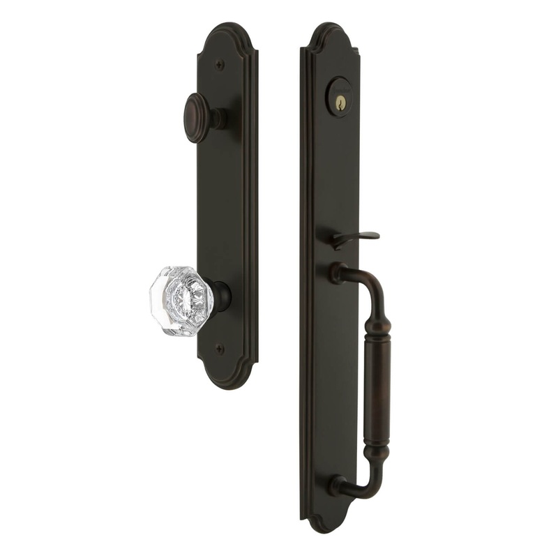 Arc One-Piece Handleset with C Grip and Chambord Crystal Knob in Timeless Bronze