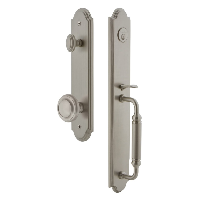 Arc One-Piece Handleset with C Grip and Circulaire Knob in Satin Nickel