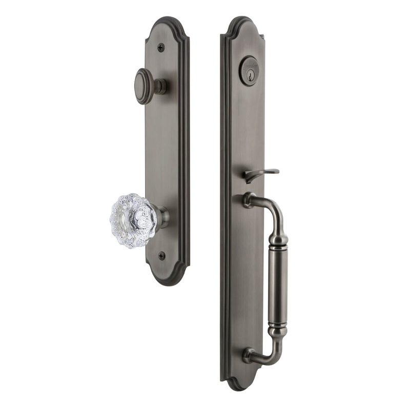 Arc One-Piece Handleset with C Grip and Fontainebleau Knob in Antique Pewter