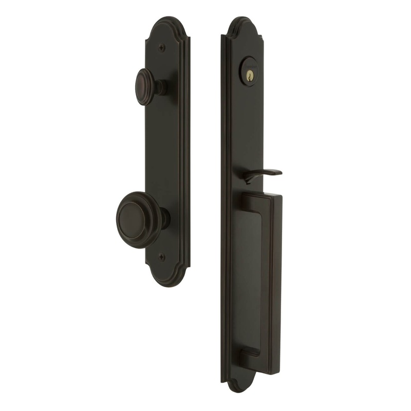 Arc One-Piece Handleset with D Grip and Circulaire Knob in Timeless Bronze