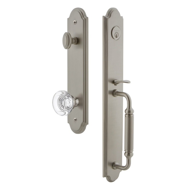 Arc One-Piece Handleset with C Grip and Bordeaux Knob in Satin Nickel
