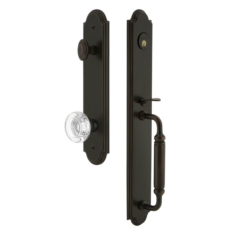 Arc One-Piece Handleset with C Grip and Bordeaux Knob in Timeless Bronze