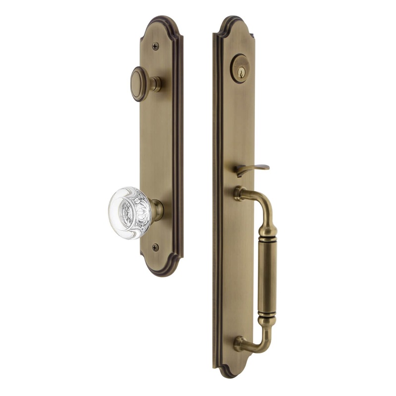 Arc One-Piece Handleset with C Grip and Bordeaux Knob in Vintage Brass